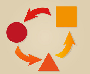 Gradient circle arrows and different objects vector