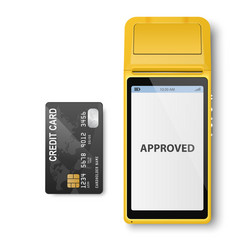 realistic yellow 3d payment machine pos vector