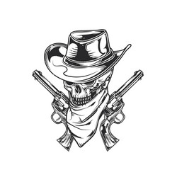 Western Skull & Guns Emblem Vector Image
