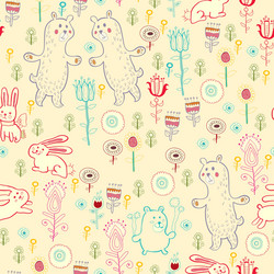 Bright childish seamless pattern with animals vector