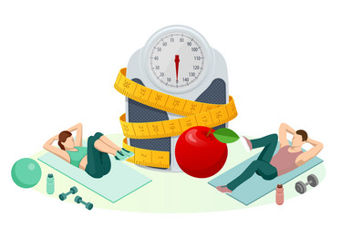 Personal diet and fitness isometric healthy food vector