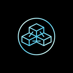 circle with blockchain and three blocks outline vector image