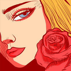 digital art of a young blonde woman with blue eyes vector