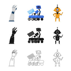 isolated object of robot and factory logo vector image