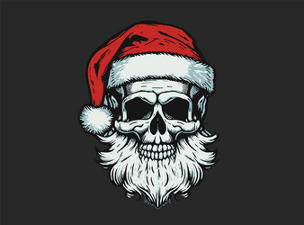 new year or christmas party poster skull santa Vector Image