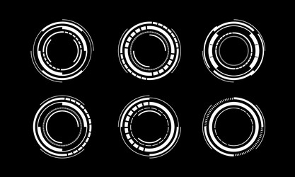 set of sci fi white circle user interface vector image