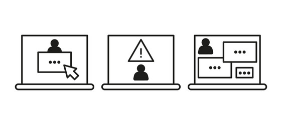 warning sign on computer scam of hacker line vector image