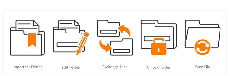 a set of 5 files icons as important folder edit vector image