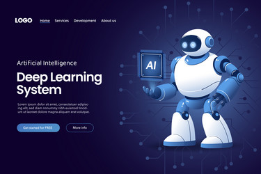 ai robot with chip processor website landing page vector image