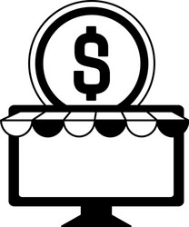 desktop computer with ecommerce page and coin vector image