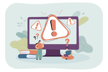 tiny cartoon persons with error on computer screen vector image