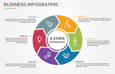 visual data presentation cycle diagram with 6 vector image