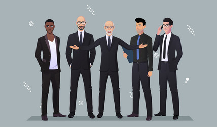 Business characters in suit for landing page vector