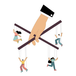 hand and puppets people hung on strings vector