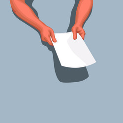 Male hands holding empty blank sheet of paper Vector Image