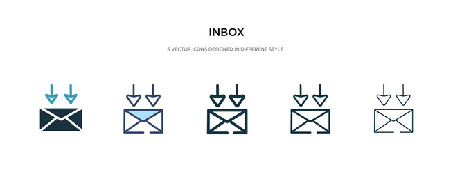 Inbox icon in different style two colored vector