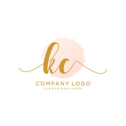 Kc initial handwriting logo with circle template Vector Image