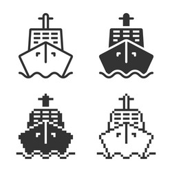 monochromatic ship icon in different variants vector