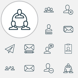 network icons set with block group chatting vector image