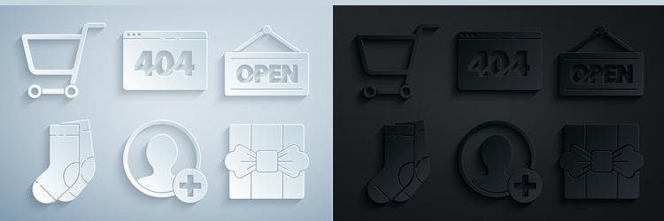 Set create account screen hanging sign with open vector