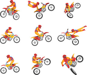 Collection of motorcyclist driving motorcycle vector