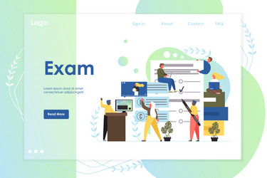 Exam website landing page design template vector