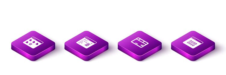 set isometric browser files software keyboard vector image
