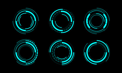 set of sci fi blue circle user interface elements vector image