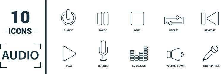 audio buttons icon set include creative elements vector image
