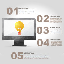 polygon computer infographic element with flat vector