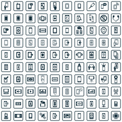 smartphone 100 icons universal set for web and ui vector image