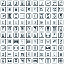 Smartphone 100 icons universal set for web and ui vector