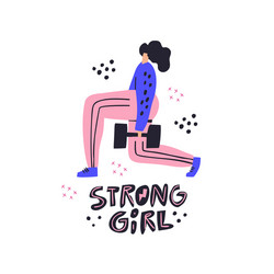 strong girl hand drawn lettering vector