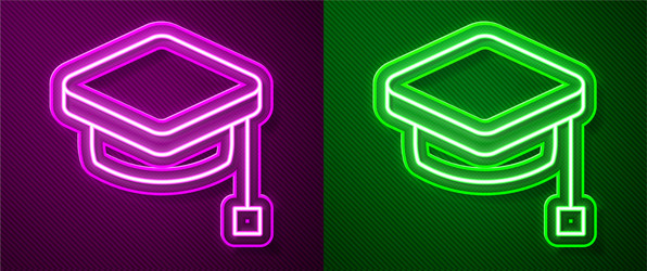 glowing neon line graduation cap icon isolated vector image
