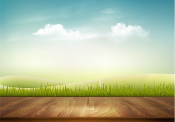 Nature rainbow view with the cloud board blank Vector Image