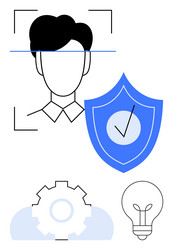 identity verification with shield security face vector image