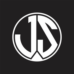 js logo monogram circle with piece ribbon style vector image