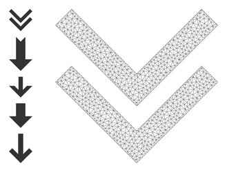 Polygonal network shift down icon with simple vector