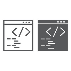 programming line and glyph icon website vector