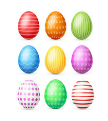 realistic detailed 3d color easter eggs vector