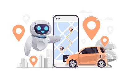 Robot ordering car in mobile application vector