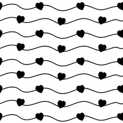Black hearts seamless pattern on white background Vector Image