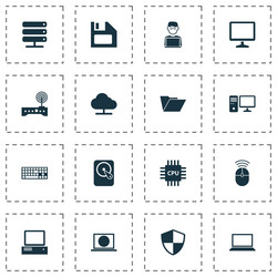 computer icons set collection of database vector image
