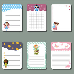 cute cards or stickers with fairy vector