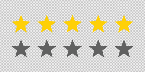 Five stars rating icon on transparent background vector