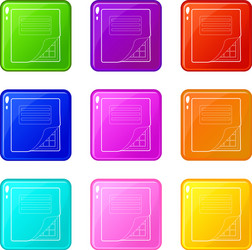 Folder with table excel icons set 9 color vector