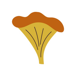 Hand drawn flat chanterelle mushroom fungus icon vector