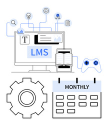 learning management system concept with computer vector image