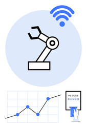 robotic arm automation with wireless data vector image