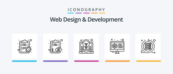 web design and development line 5 icon pack vector image